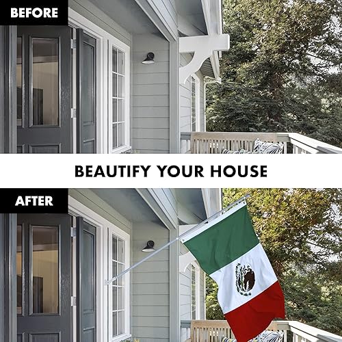 Miniatura 3 de G128 Paquete combinado asta de bandera giratoria de aluminio de 6 pies (plateado) y bandera mexicana de México de 3 x 5 pies, serie LiteWeave