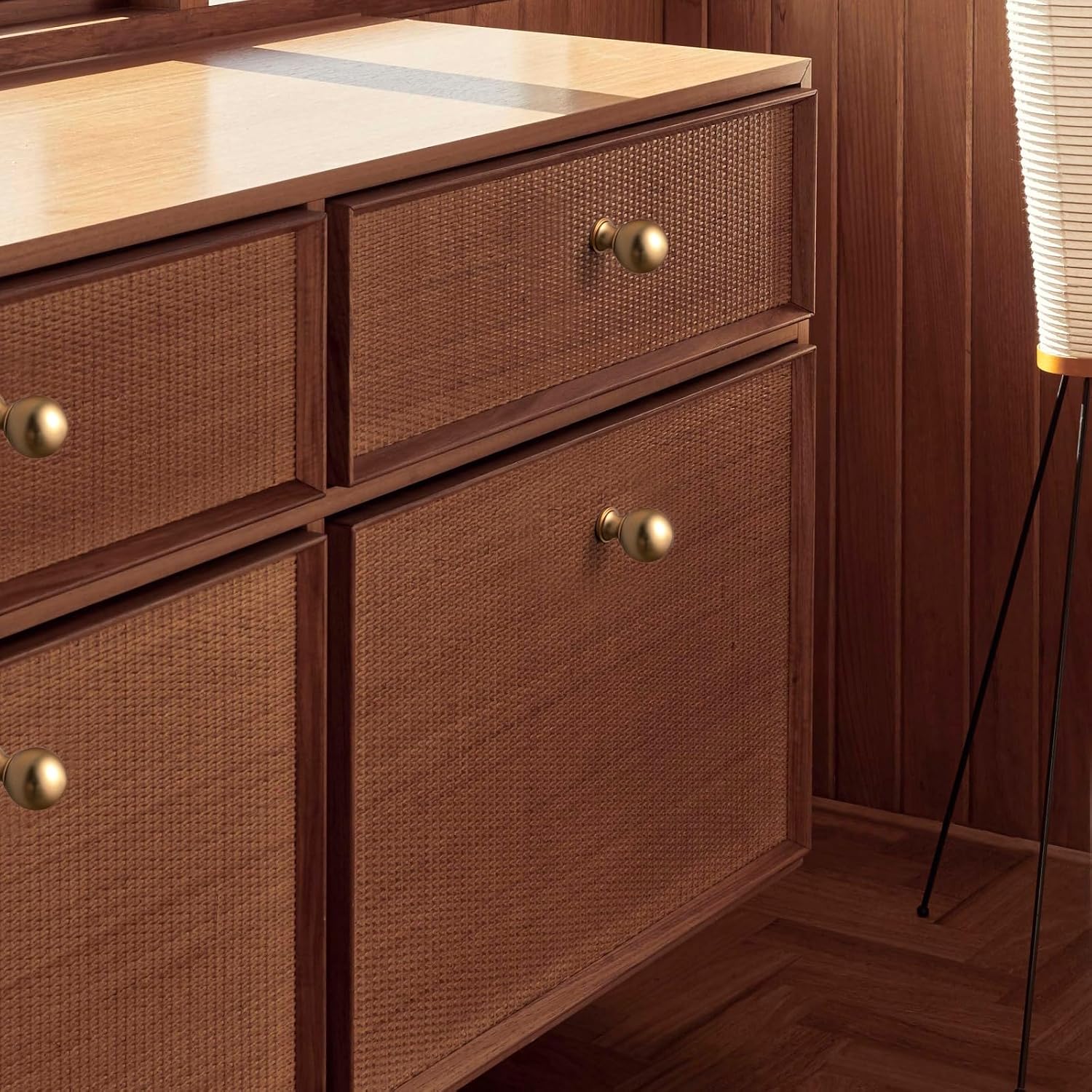Goo-Ki 6 Pack Zinc Alloy Drawer Knobs-0.94 Inch (24mm) Dia Champagne Bronze Cabinet Knob in Modern Style