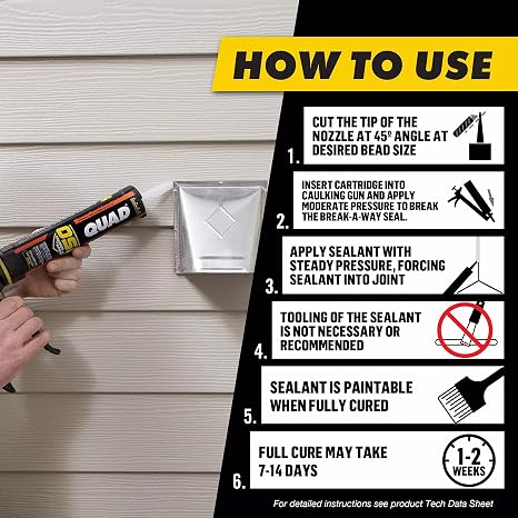 OSI Quad Window, Door and Siding Sealant Black 003, 10 fl oz, 1, Cartridge