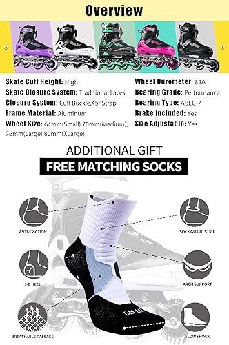 Miniatura 15 de Patines en línea ajustables para niños y adultos con ruedas de luz completa, al aire libre patines para niñas y niños, hombres y mujeres b blanco