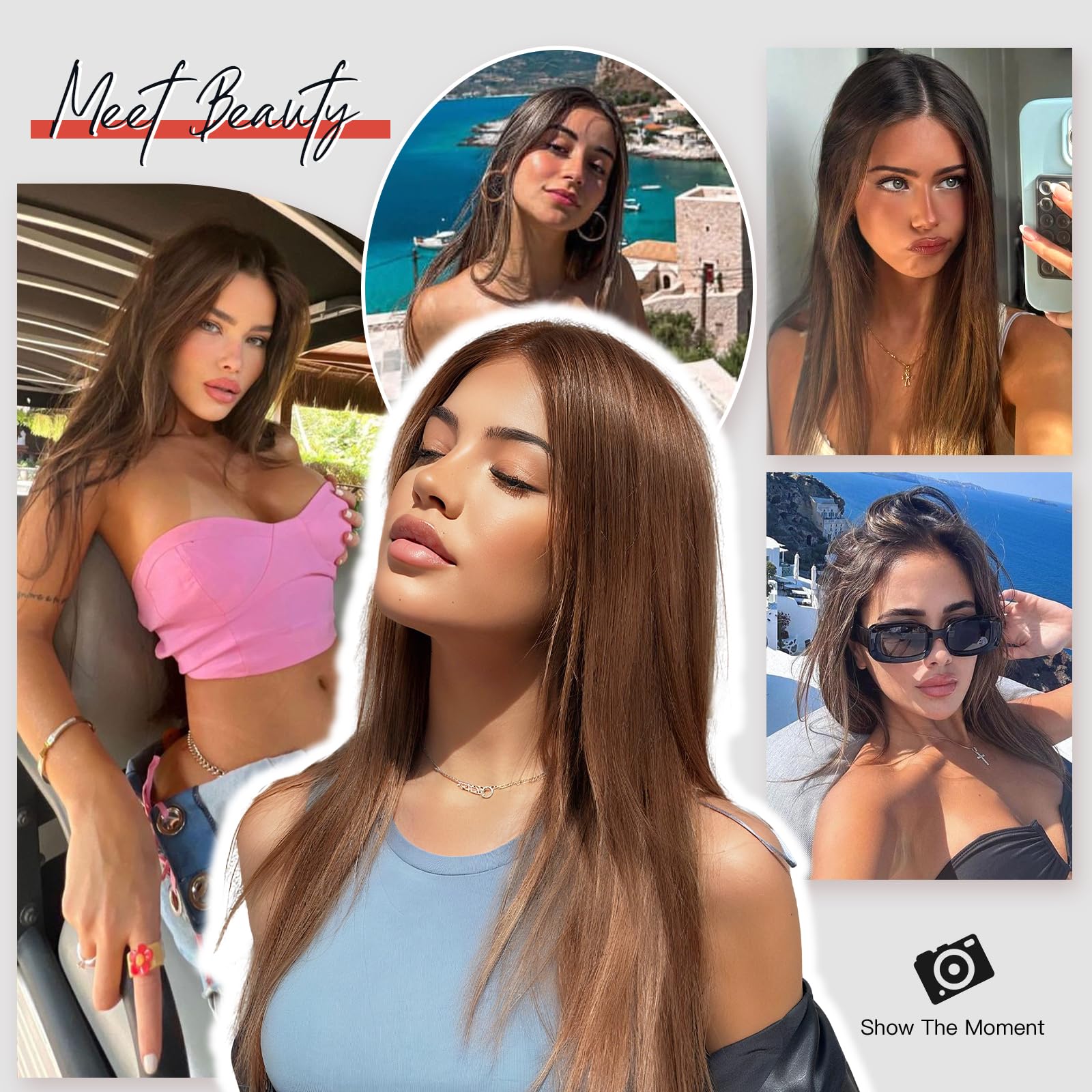 Women\'s Brown Heat Resistant Middle Length Natural Layered Straight Wig S5d1542b0bc8b4dc49b2c988917bbc  main image 2