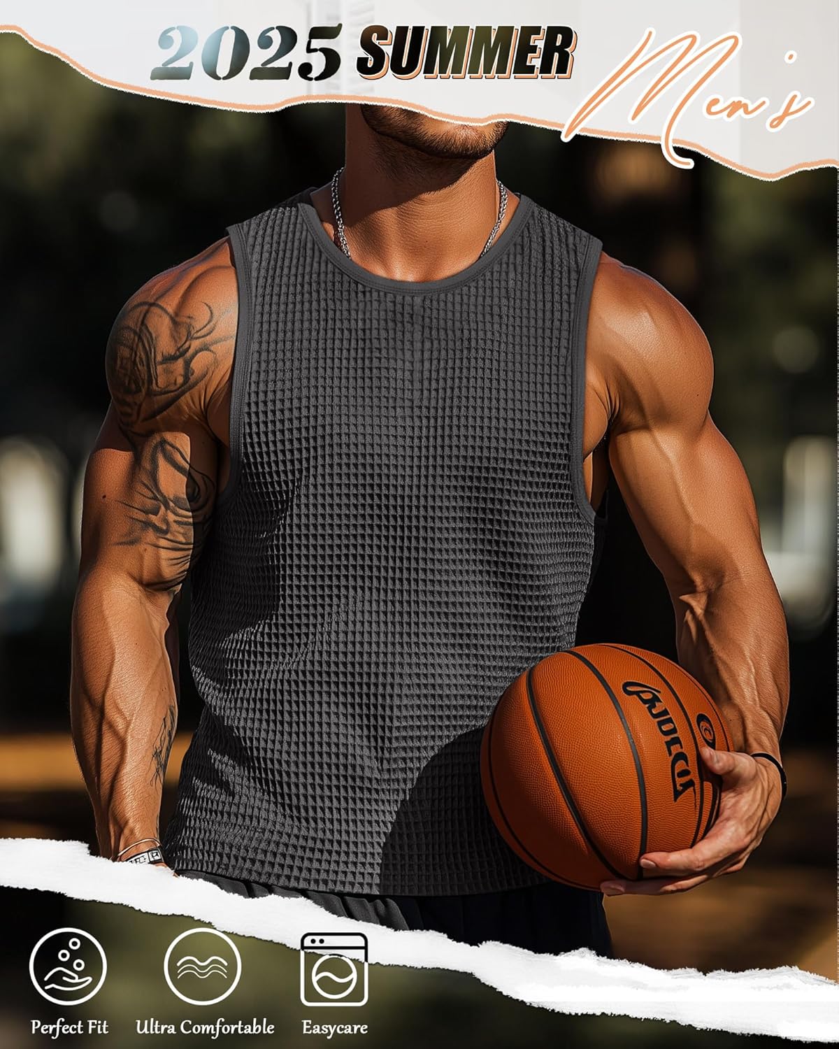 Riyiper 3 Pack Mens Big and Tall Tank Tops Waffle Knit Casual Sleeveless Shirts Plus Size Summer Muscle Tees - Image 4