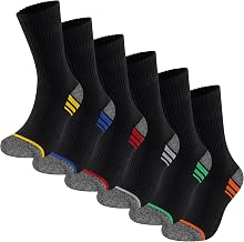 The Essentials Wardrobe Mens 6/12PK Premium Work Socks Thermal with Comfort Ribbed Leg & Foot Gripper Cushioned Arch Support Reinforced Heel Toe Cotton Elastane Heavy Duty