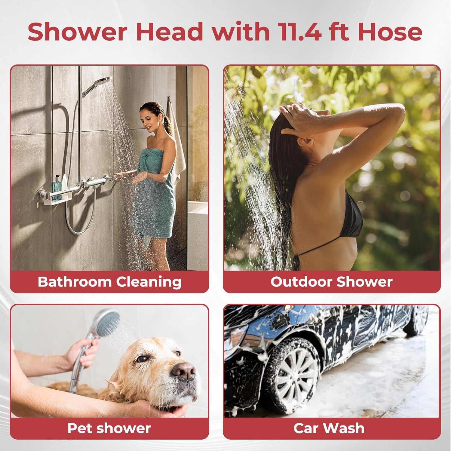CAMPLUX Hand Held Showerhead with 11.48 FT Hose, Portable Spray Shower Head, High Pressure Shower Head with ON/Off Switch