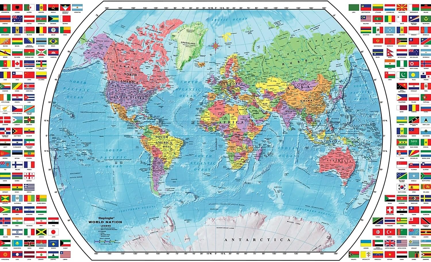 Amazon.com: Replogle Globes 18/1 World Map : Toys & Games