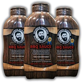 Bearded Butchers BBQ Sauce 17.5 oz, Pack of 3 – Tangy & Smoky, Original Spice Blend, Gluten Free, No MSG, Real Ingredients, Perfect for Ribs, Brisket, Burgers, Fries, BBQ Sauce, Molasses