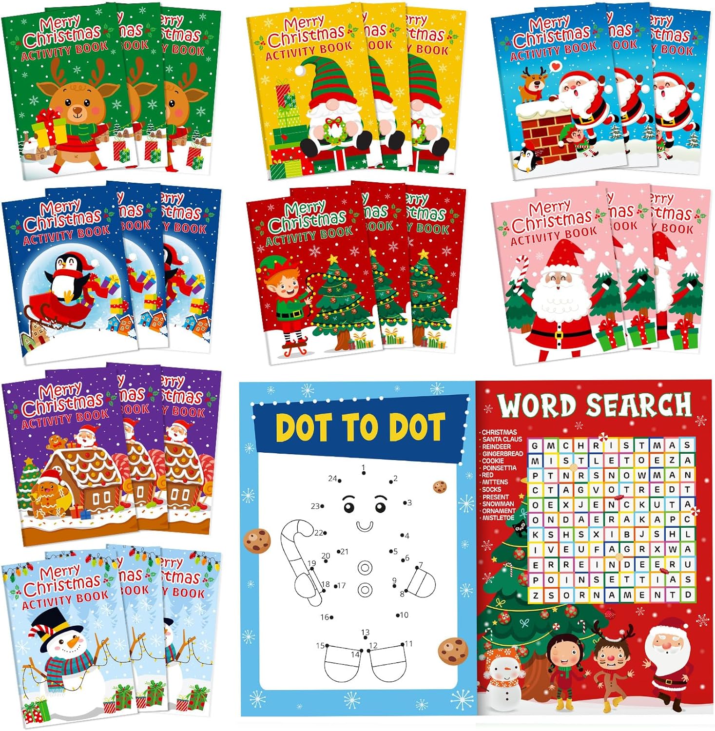 Amazon.com: Kosiz 24 Pcs Christmas Activity Books for Kids Christmas ...