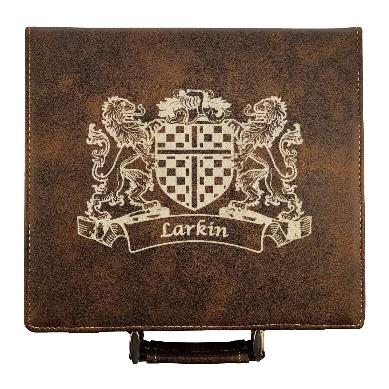 Larkin Irish Coat of Arms Leather Poker Set