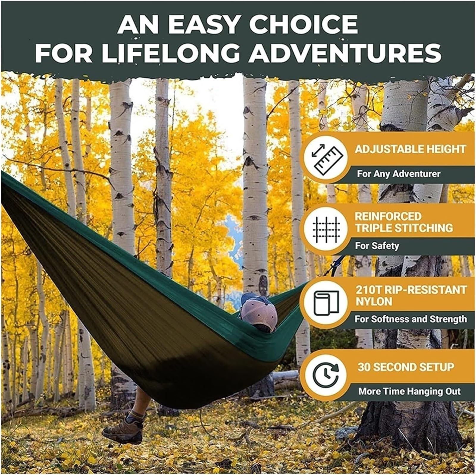 Hamak Ultralekki, Hammock Podwójny Hamak Z Wiszącymi Linami Przenośny 270x140 Cm Na Werandę Przydomową na Kemping, na Zewnątrz