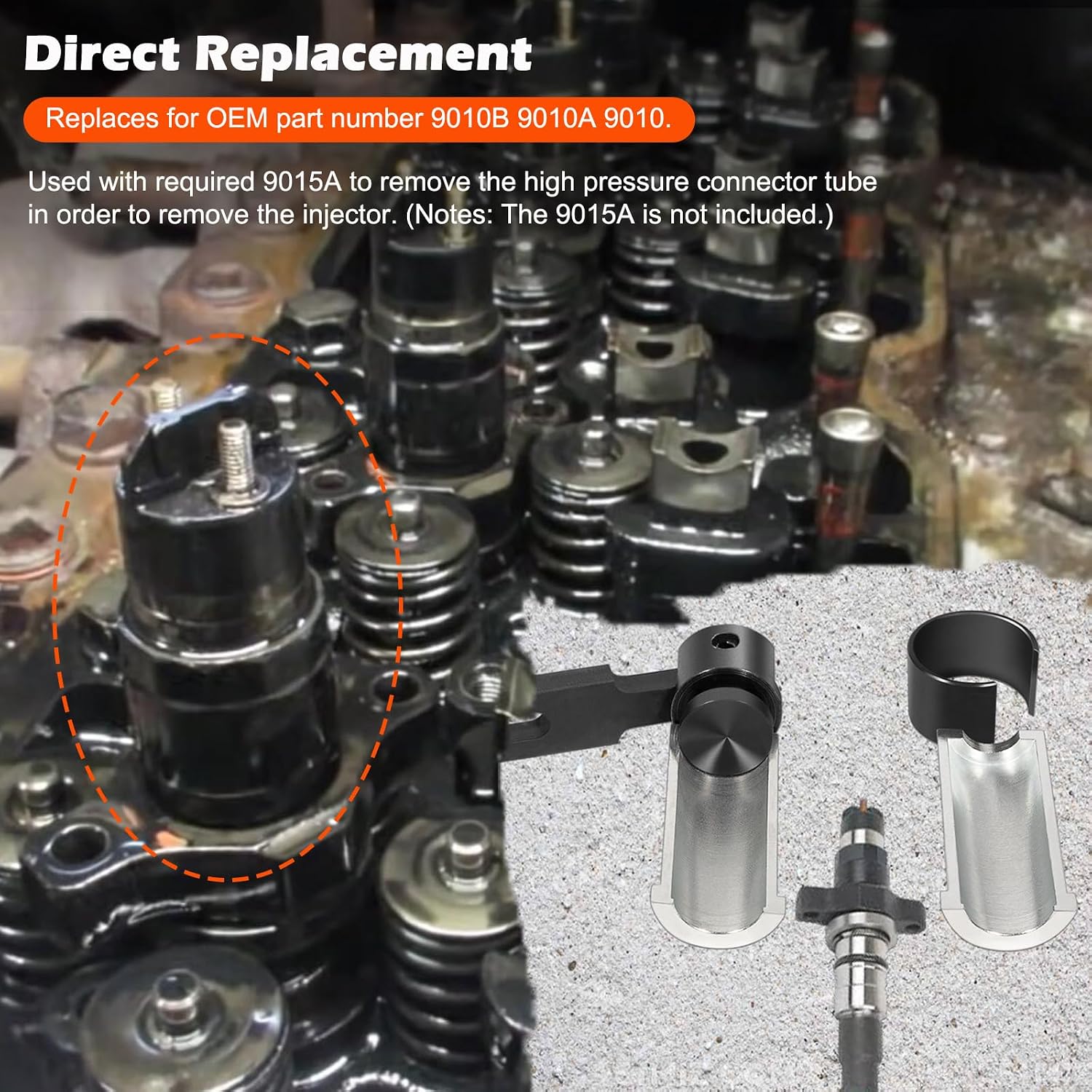 9010 Fuel Injector Remover & Installer Tool Perfectly Fits for Dodge Ram 5.9L 6.7L Cummins Diesel Engines, Similar to Part Number 9010A 9010B