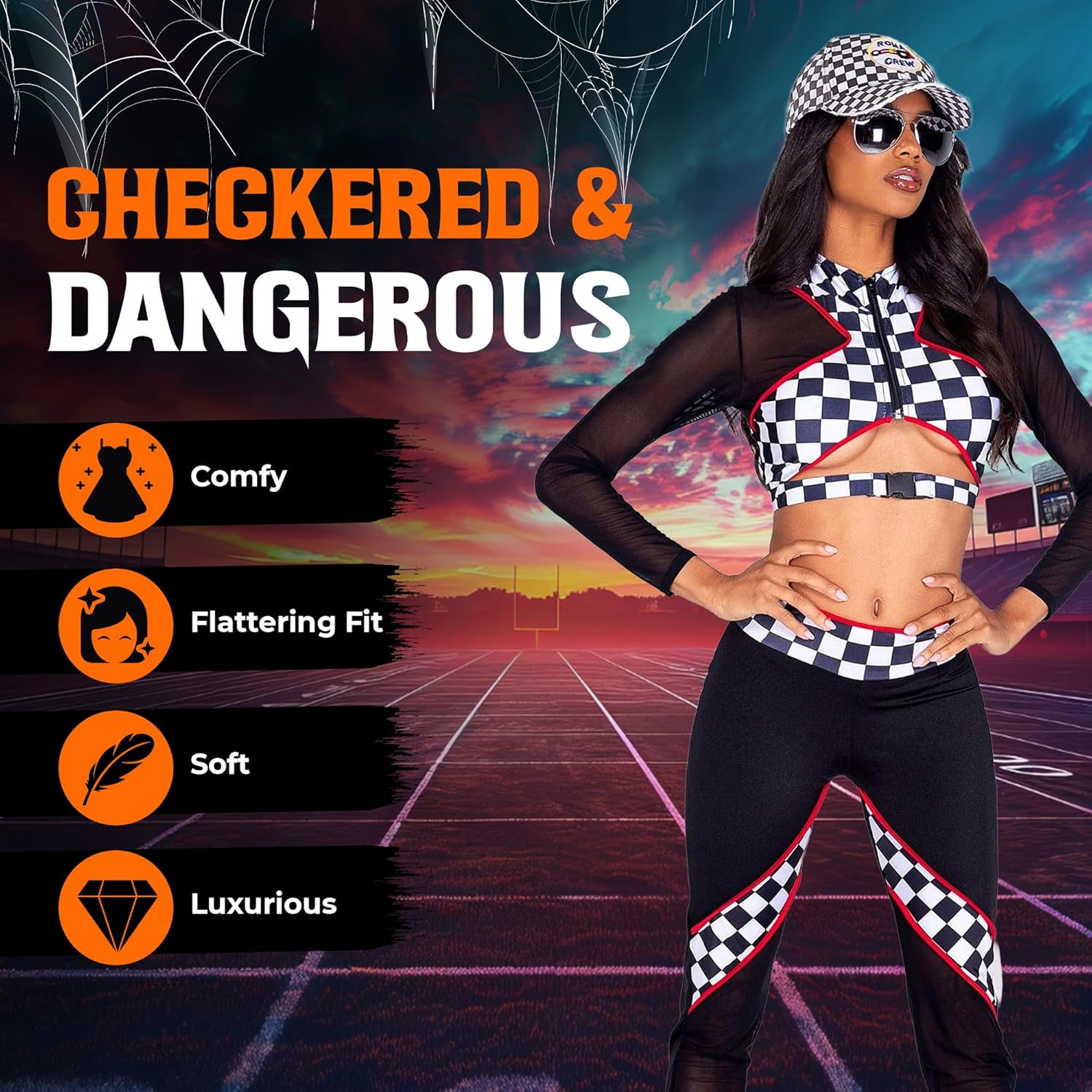 5021 - 2pc Sexy Race Car Driver Small / Black/Red - Image 2