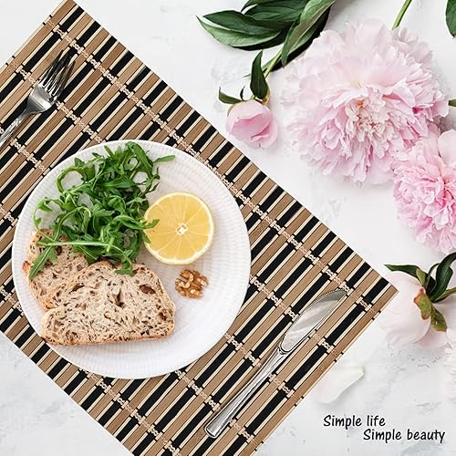 Miniatura 6 de ANDSTAR Juego de 8 manteles individuales de bambú para mesa moderna, manteles individuales de bambú natural antideslizantes, lavables, resistentes