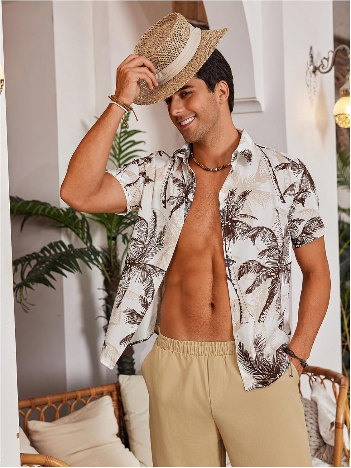 SweatyRocks Men's Hawaiian Tropical Shirt Short Sleeves Printed Button Down Summer Beach Casual Button Down Shirts - Image 6