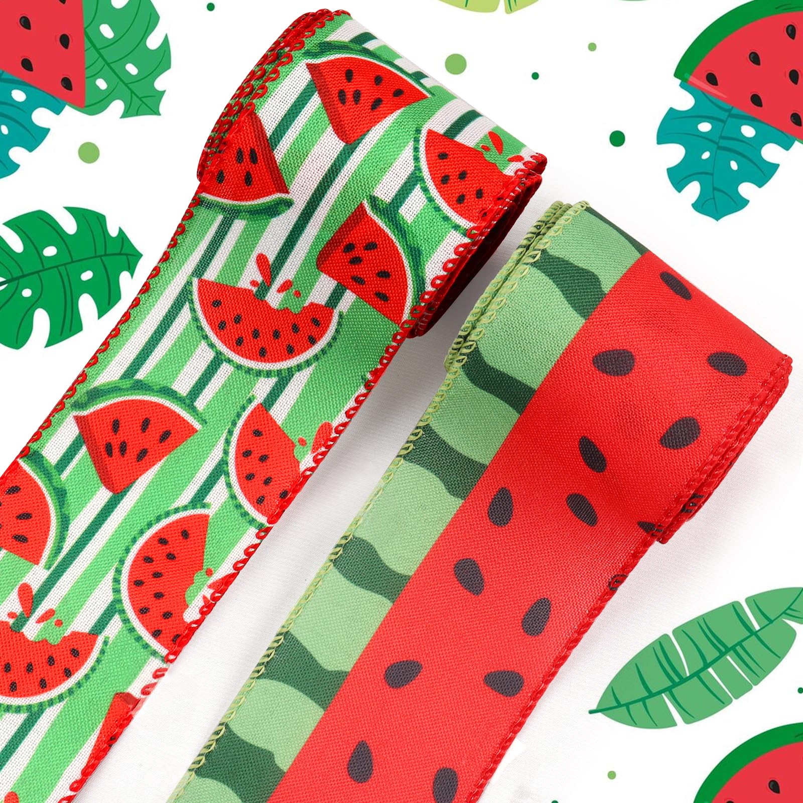 Amazon.com: Threetols 2 Rolls 10 Yards Summer Wired Edge Ribbon, 2 ...