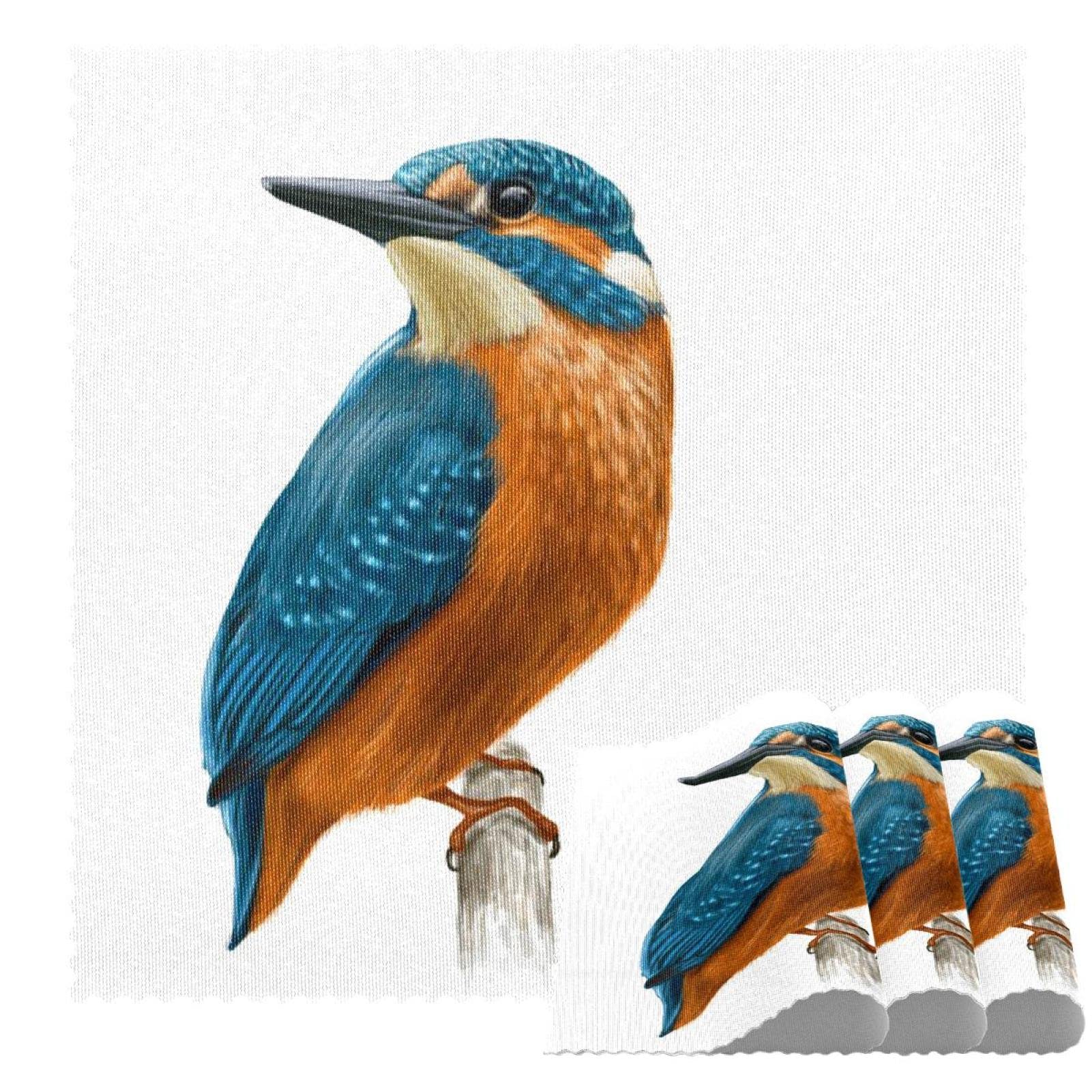 Kingfisher Bird Square Placemats for Dining Table Set