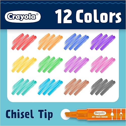 Miniatura 8 de Crayola Take Note Marcadores de Borrado en Seco para la Escuela (12 unidades) Suministros para Maestros, Marcadores de Pizarra Blanca con Punta