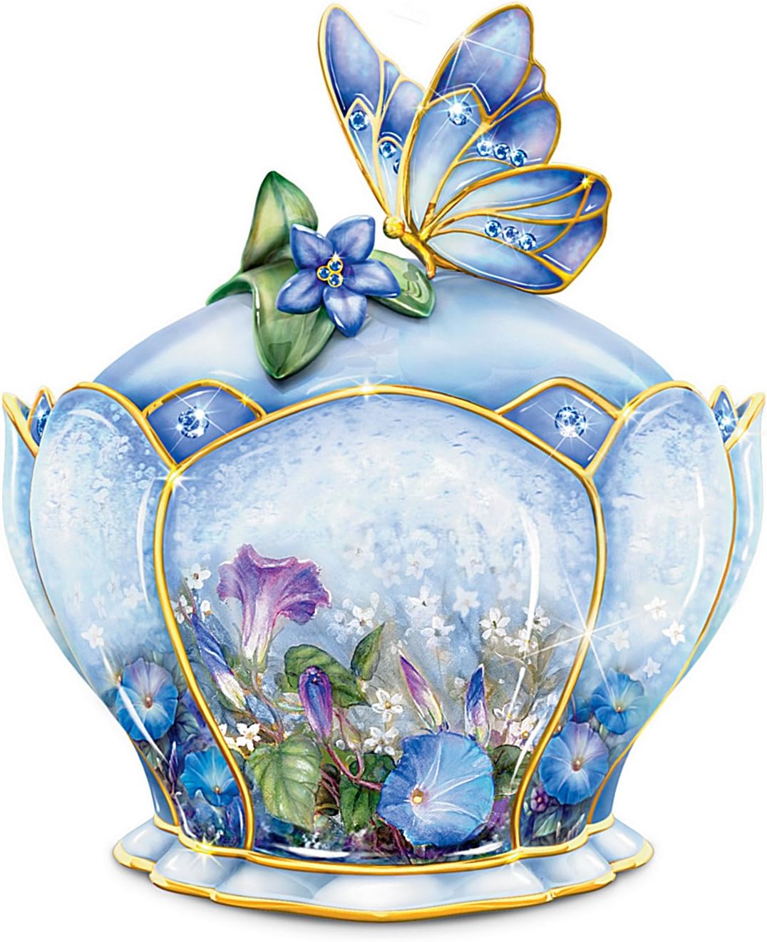 The Bradford Exchange Butterfly Floral Art Heirloom Porcelain Music Box: Whispering Wings