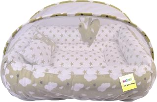 Kwitchy Baby Bedding Set New Born Baby Bed | Mattress | Luxury | Mosquito Net | Reversible | Cotton | Infant | Toddler | Boys & Girls (0-12 Months) (Green)