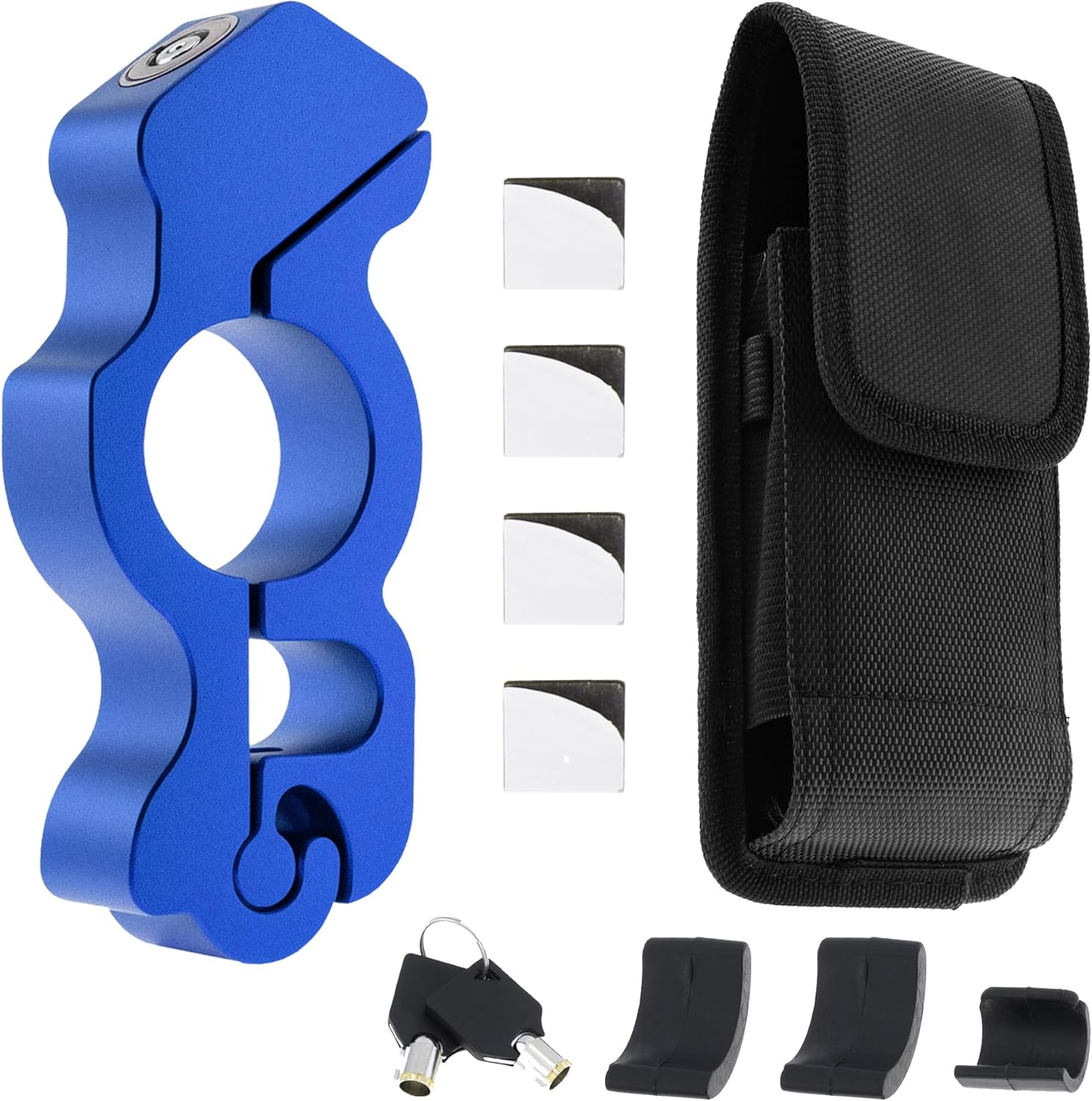 Windance Serratura antifurto per moto, resistente, con marsupio, impugnatura per manubrio, freno anteriore, blocco di sicurezza per ciclomotore, scooter, ATV (blu)