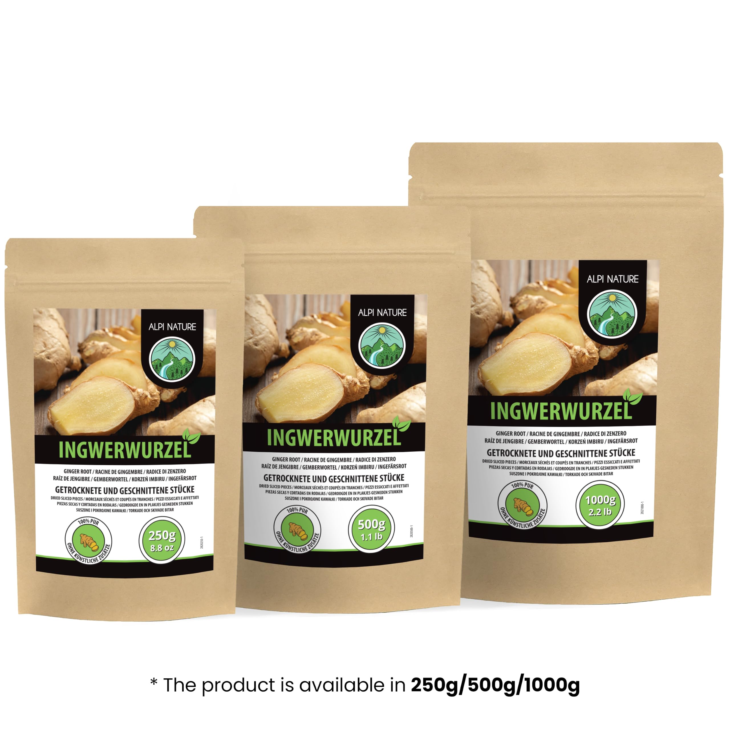 Pokrojony korzeń imbiru (500 g), herbata imbirowa, kawałki imbiru, herbata imbirowa, 100% naturalna, imbir bez dodatków, pokrojony korzeń imbiru