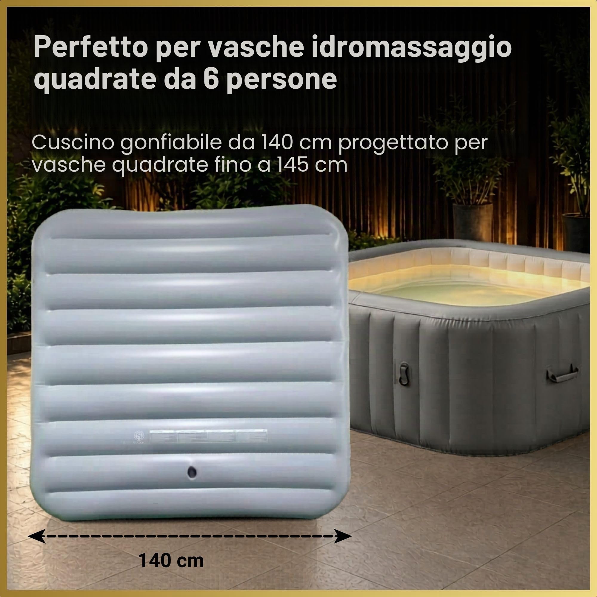Copertura per spa a risparmio energetico, coperchio gonfiabile, protezione contro pioggia e troppopieno, tecnologia isolante termica, vescica quadrata adatta a tutte le vasche idromassaggio quadrate
