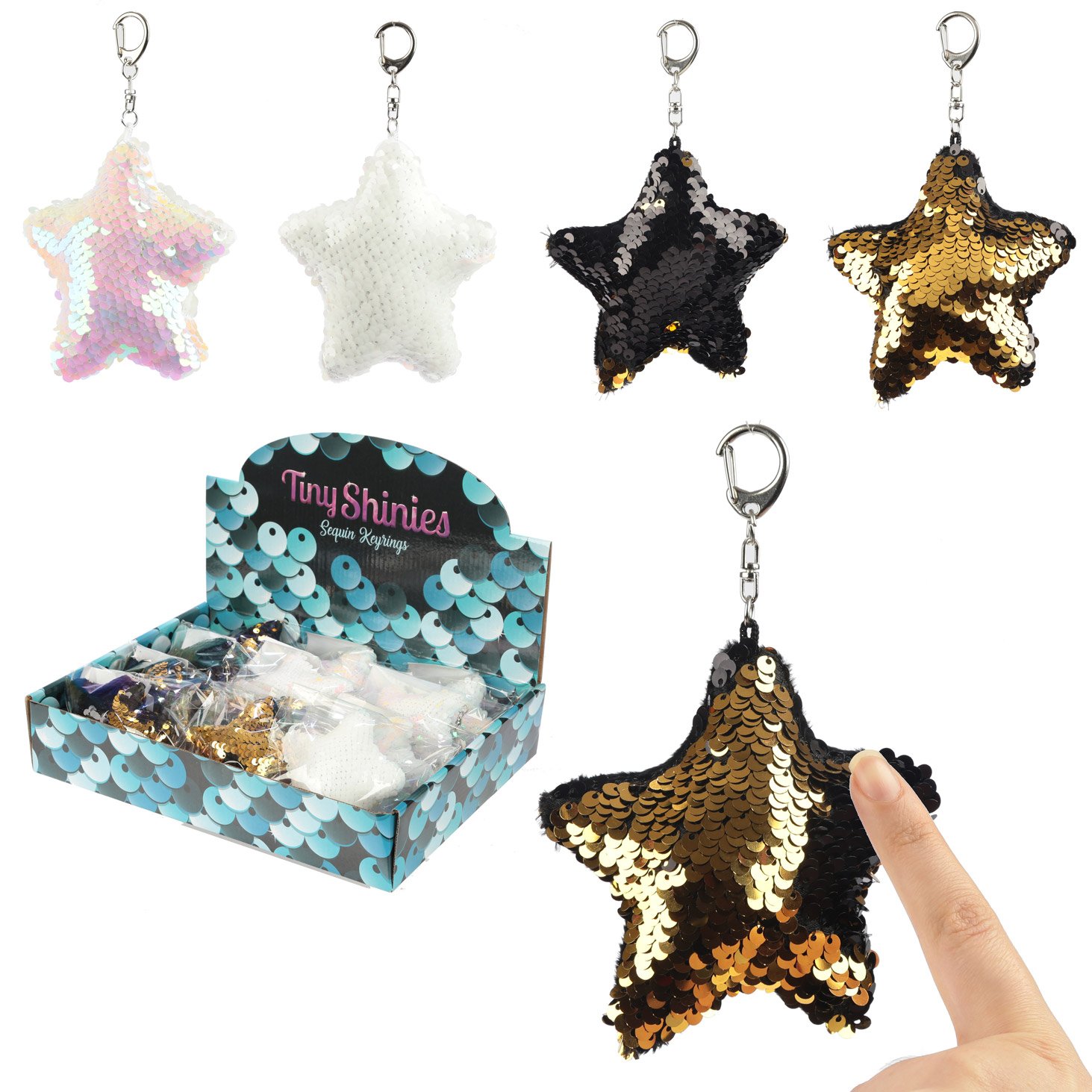 Porte-clés étoile à paillettes Puckator pour personnaliser un sac à dos