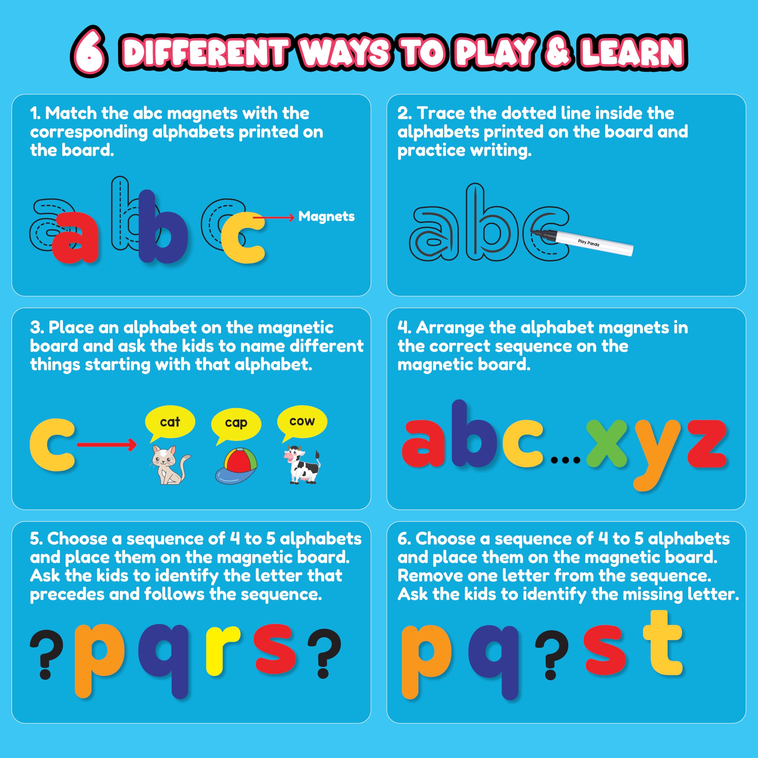 Play Panda Learn to Write Small Letter Magnetic Learning Board Game for Kids 4