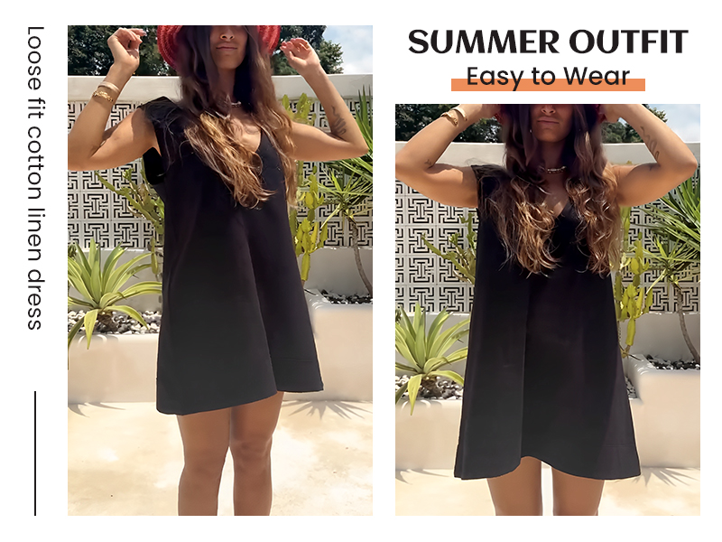 dresses f linen Lviefent Womens Mini Dress Summer Low V Neck Sleeveless Beach Sunshine Cotton Linen Mini Dress (Blue-M) at Amazon Women's Clothing store SILKS Size:UK 16 | US 12 | 2X meaning it was processed Li White Crochet Long