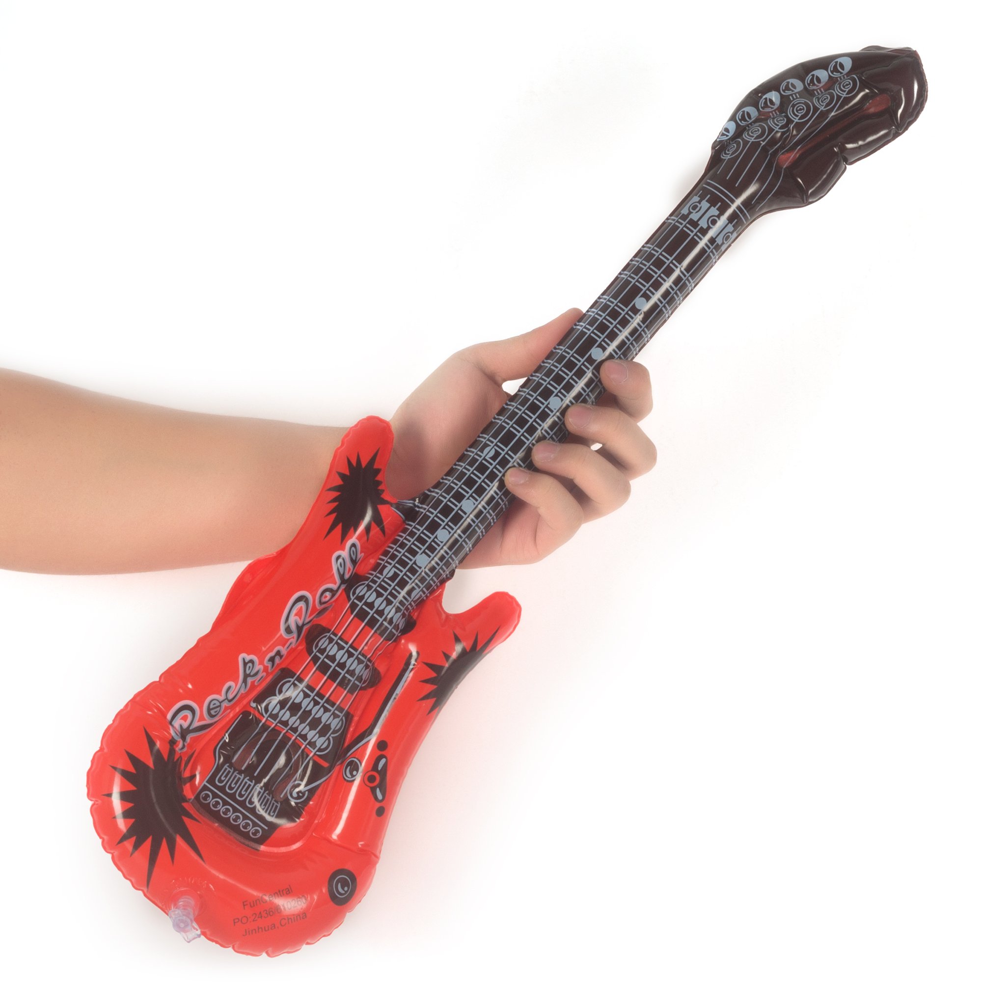 Fun Central - 22 Inch Inflatable Guitars- 15 Count in Assorted Colors | Music Toy, Halloween, Pool Toy for Kids, Rock Star, Cosplay, Inflatable Toys