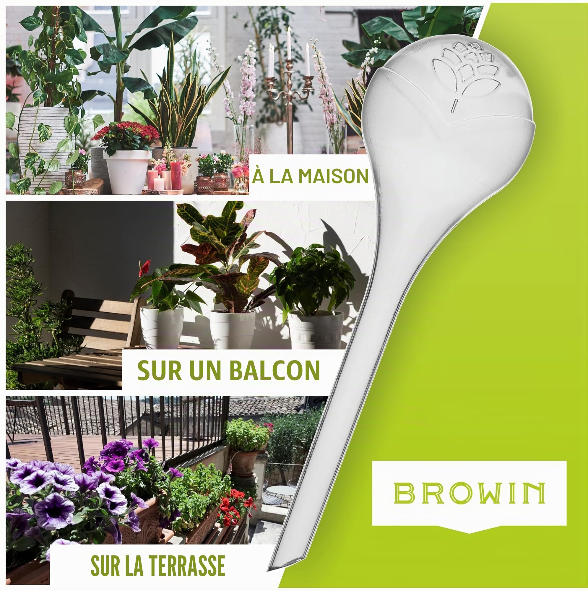 BROWIN®720923 Lot de 4 Boules d'irrigation pour Plantes Transparent