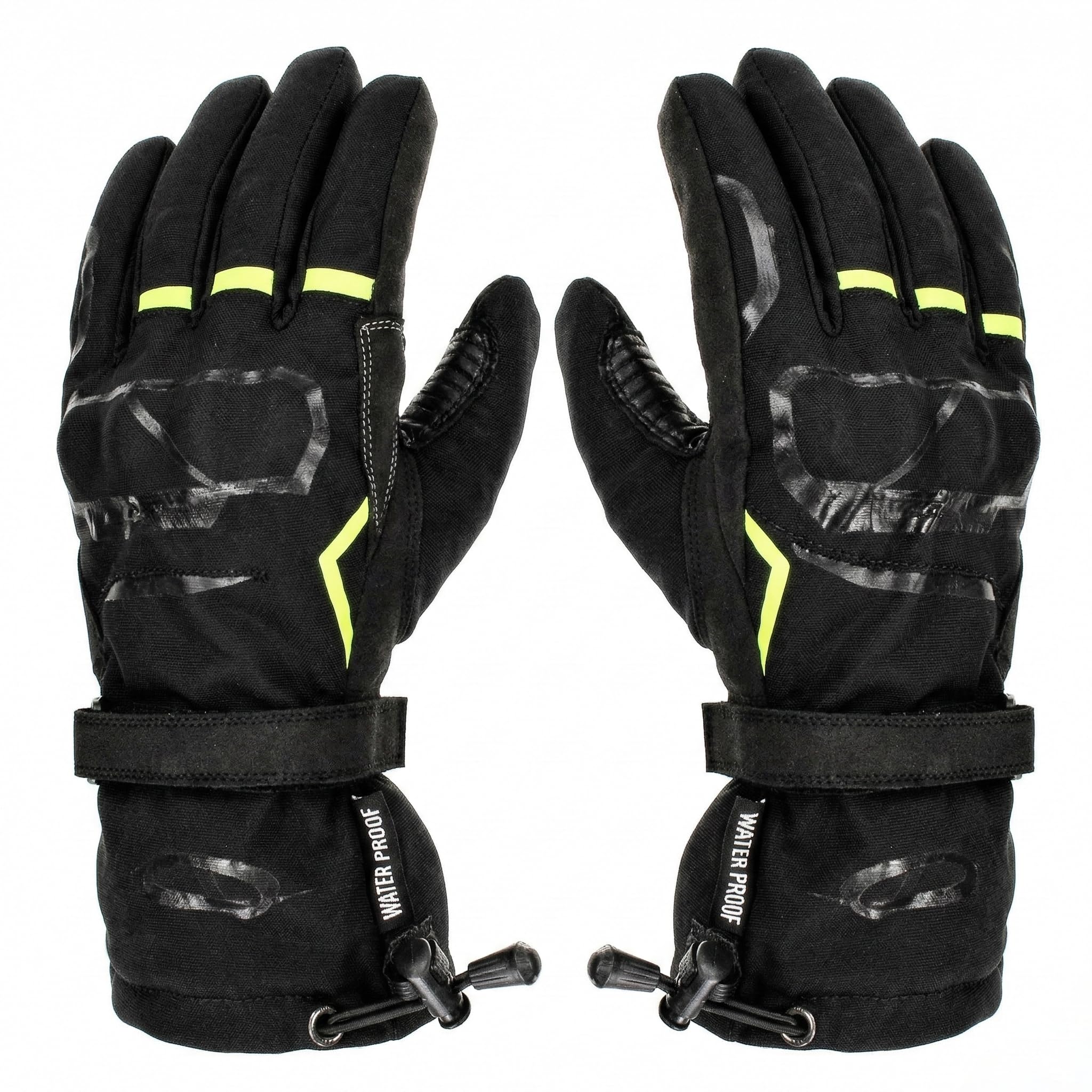 Gants d'hiver shadow-8 -tissu renforcé - moto homologués CE - approuvés CE - gants en cuir imperméable réfléchissant noir, jaune