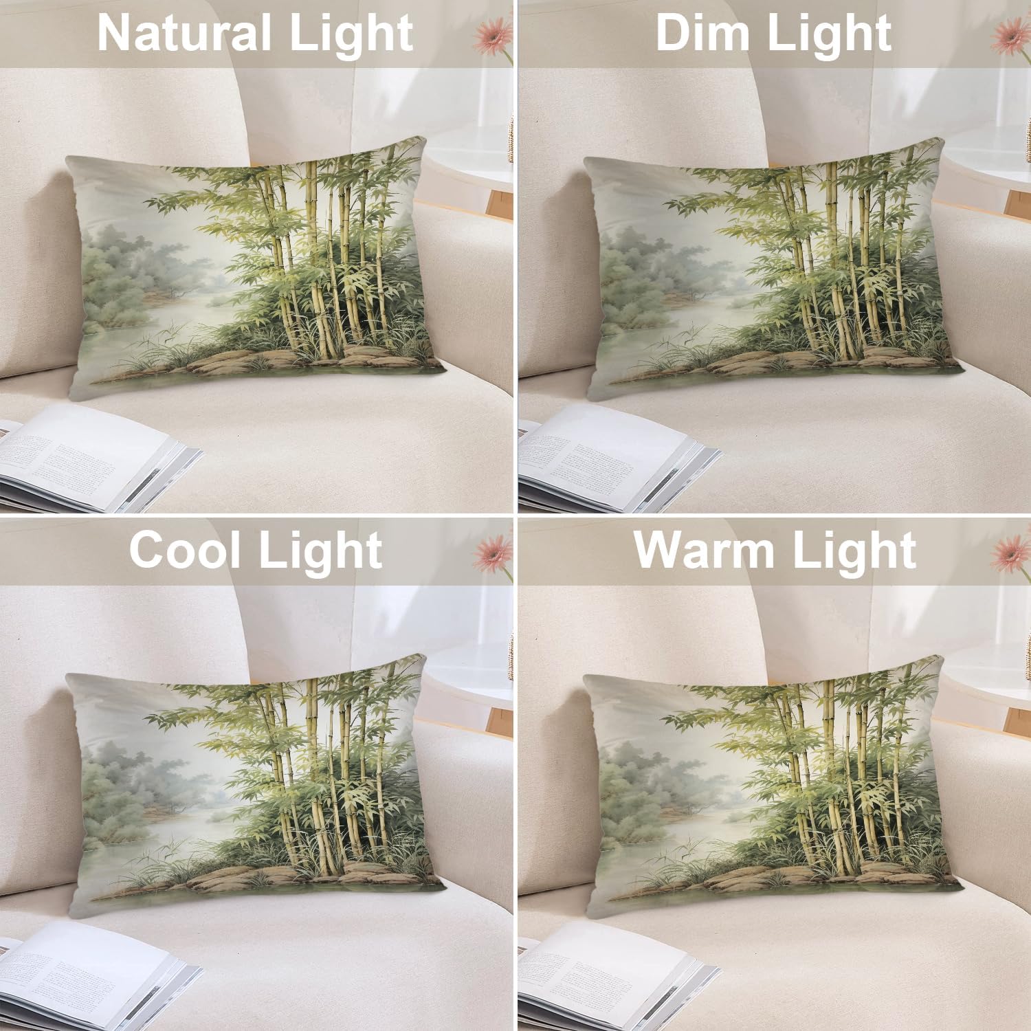 Batmerry Tree River Pillowcases, Serene Riverside Tree Scene Decorative Bed Pillowcases Digital Printing Blended Fabric Bedroom Set Hidden Zipper on Short Side 20X26 in