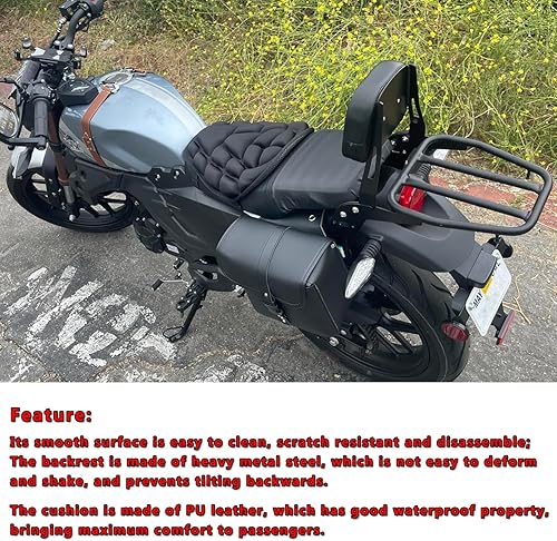 Miniatura 2 de Worldmotop - Respaldo de motocicleta para Kawasaki Vulcan S 650 VN650 2015 2016 2017 2018 2019 2020, respaldo desmontable (con portaequipajes)