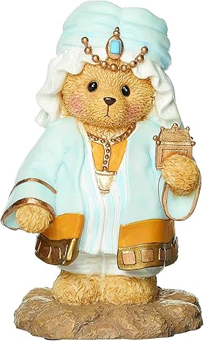 Roman Peluche apreciado, oso rey con turbante, figura de pesebre, 4 pulgadas de alto, resina y wollastonita, duradero, decoración coleccionable,