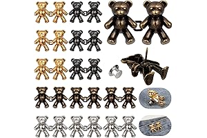 12 Pairs Magnetic Bear Pants Buttons: No-Sew & Adjustable Waist Clips for Jeans & Skirts