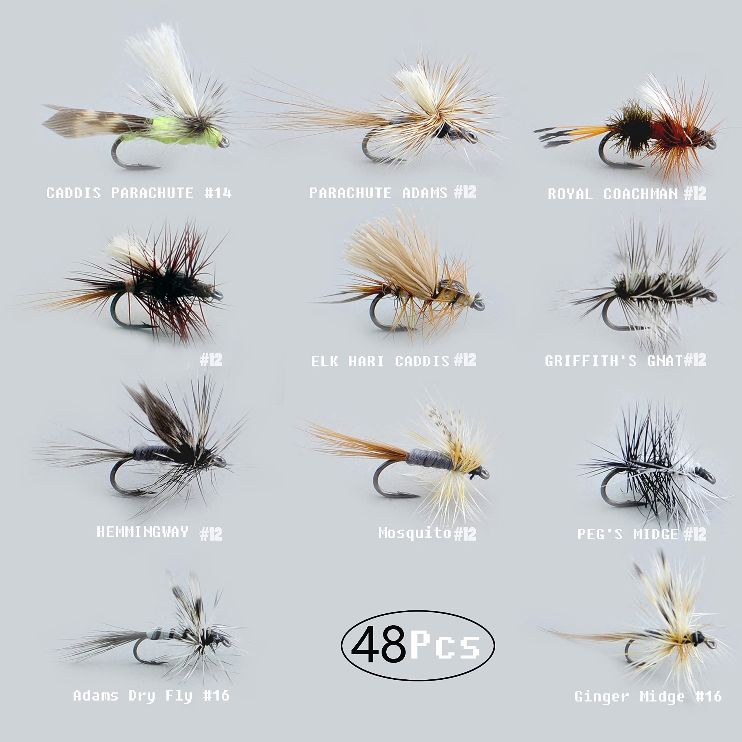 Kit de moscas de pesca con mosca con caja de moscas, ninfas, mosca seca, mosca húmeda, serpentinas, moscas realistas