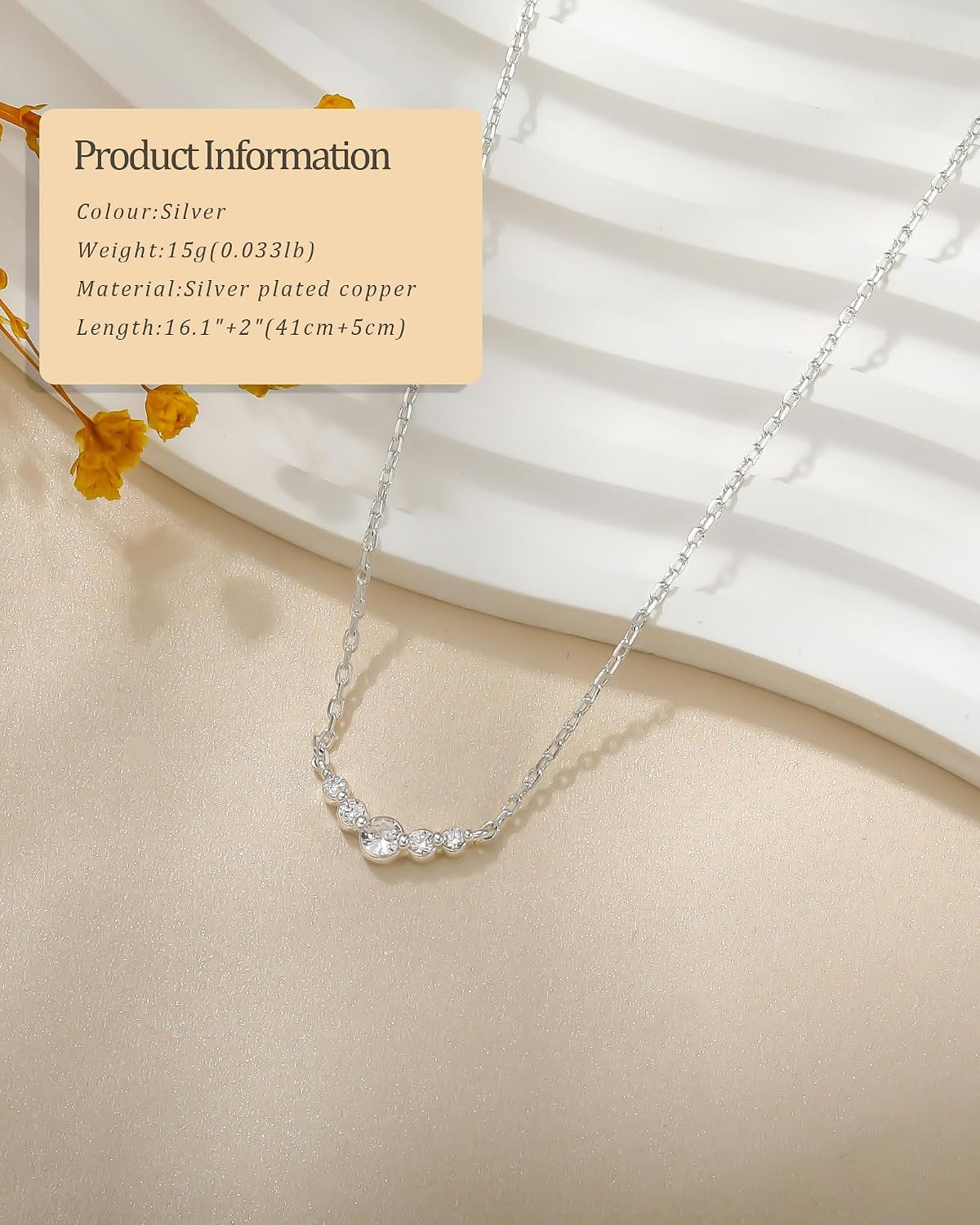 Diamond Silver Gold Necklace for Women Non Tarnish Layered Dainty 14K Gold Plated Cubic Zirconia Pendant Necklaces for Women Trendy Charm Choker Necklace Stack Cute Wedding Prom Jewelry