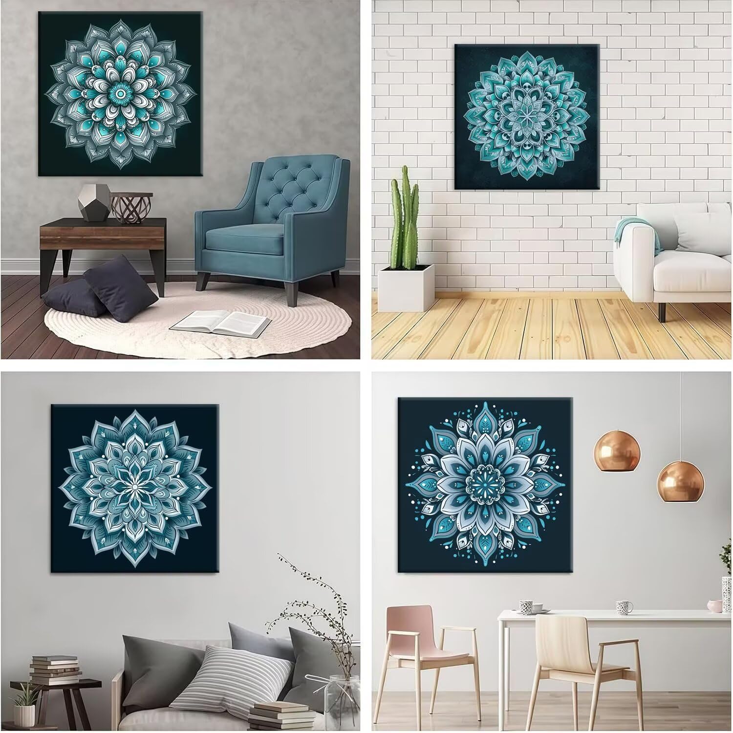 5D Diamond Painting Mantello, Diamant Malerei Erwachsene 50x50cm w-523 | 4 Pack Diamond Painings Erwachsene, 5D DIY Diamant Malerei Mosaikherstellung für Relaxation and as a Wall Deko Geschenk