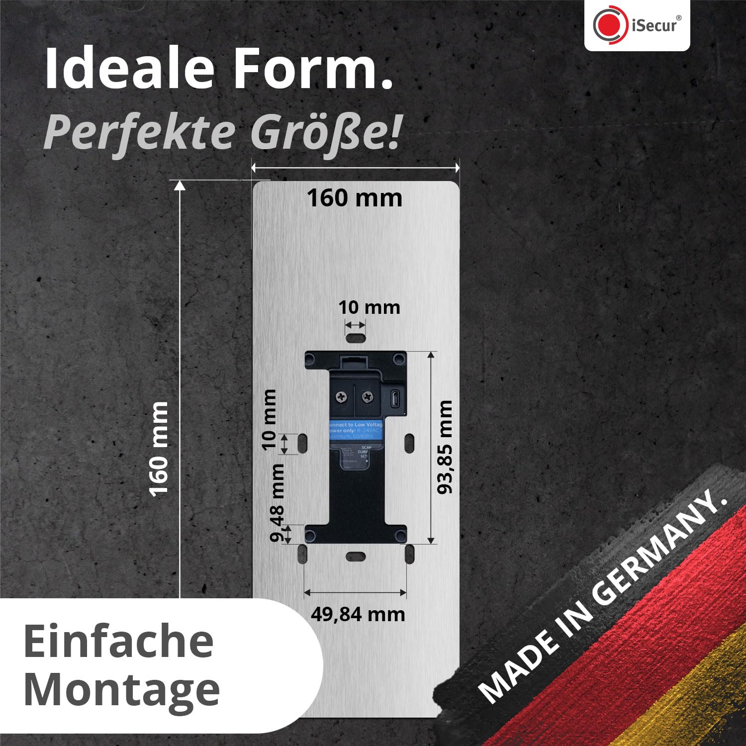 iSecur Edelstahl Blende personalisiert Premium - Passend für Ring Akku-Videotürklingel 2, Gen 3 Plus 4 (2024) - Edle Türstation-Platte 260x100 mm - Klingelschild mit Wunschdruck I az181