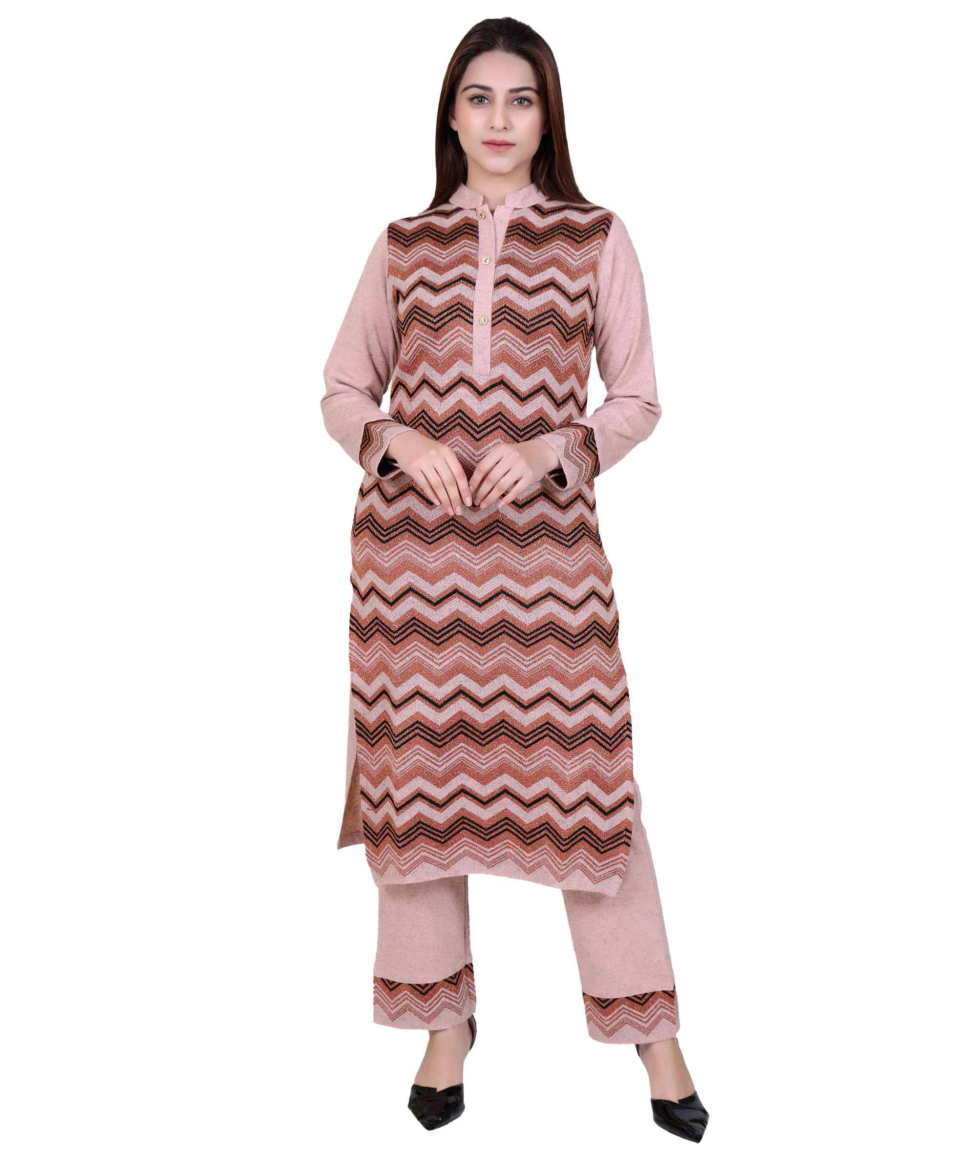Designer Woolen Kurti With Plazo Designer Pink Winter Woolen Kurti