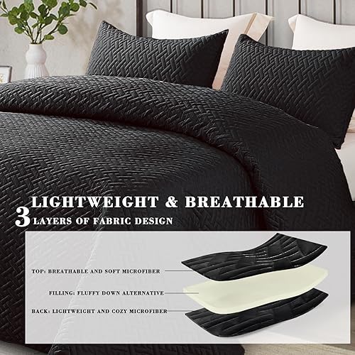 Miniatura 3 de Exclusivo Mezcla Colchas de edredón de tamaño matrimonial y Queen con patrón de tejido de cesta, edredones suaves y ligeros de verano, juego de ropa