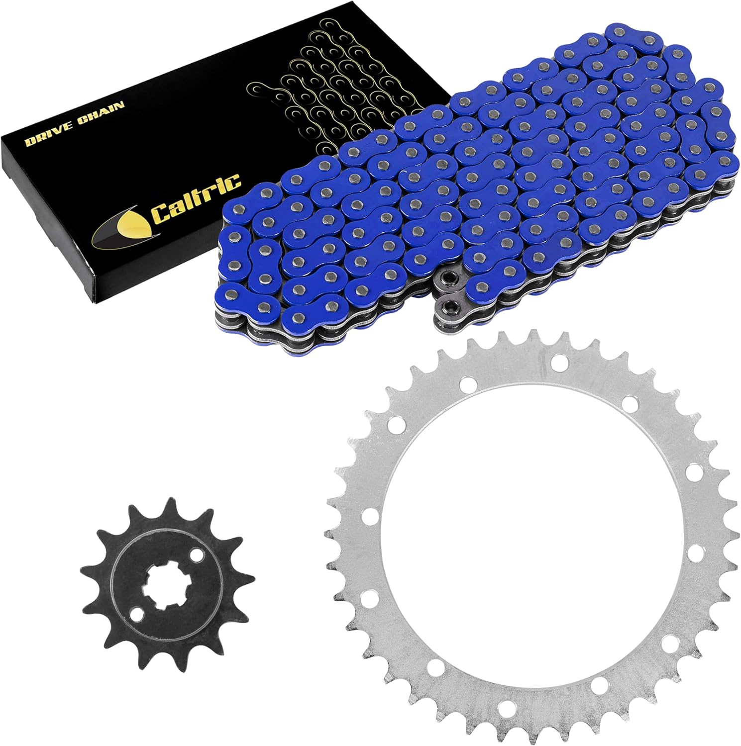 Caltric O-Ring Blue Drive Chain & Sprockets Kit Compatible with Yamaha Blaster 200 Yfs200 Yfs-200 1988-2006