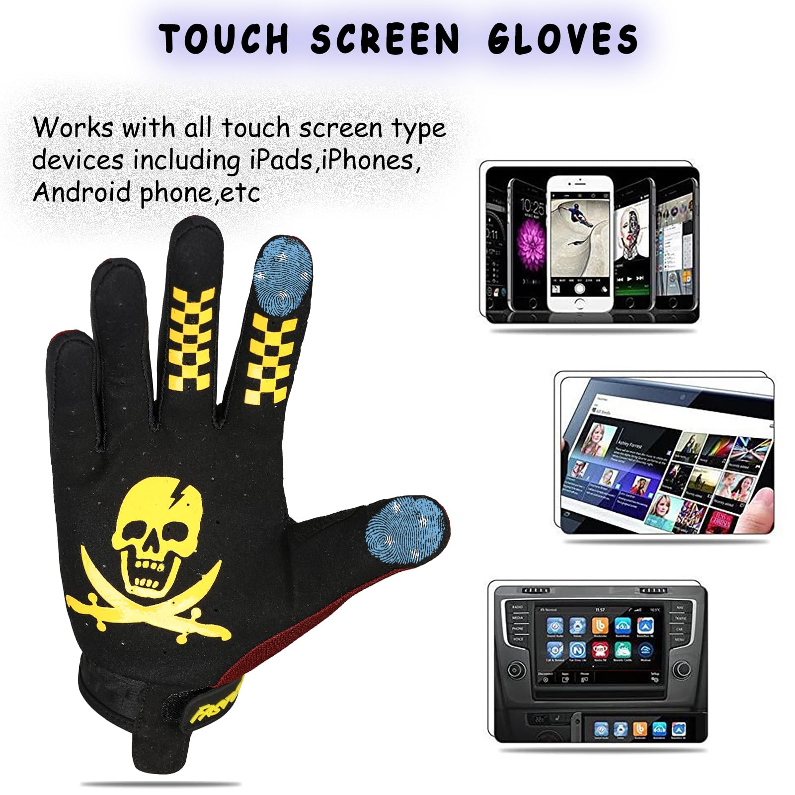 Unisex Full Finger Motorcycle Gloves – Touchscreen, Anti-Slip, All-Season Riding
