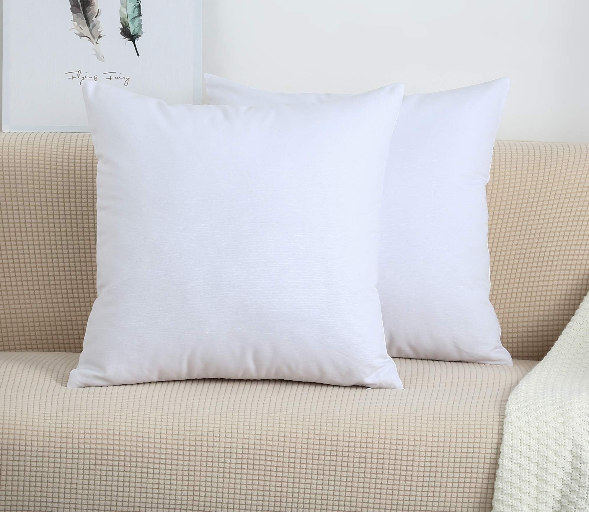 TangDepotSet of 2 Handmade Decorative Solid 100% Cotton Canvas Throw Pillow Covers/Cushion Covers, 45 Colors Available - (18"x18" 2 Pieces, White)