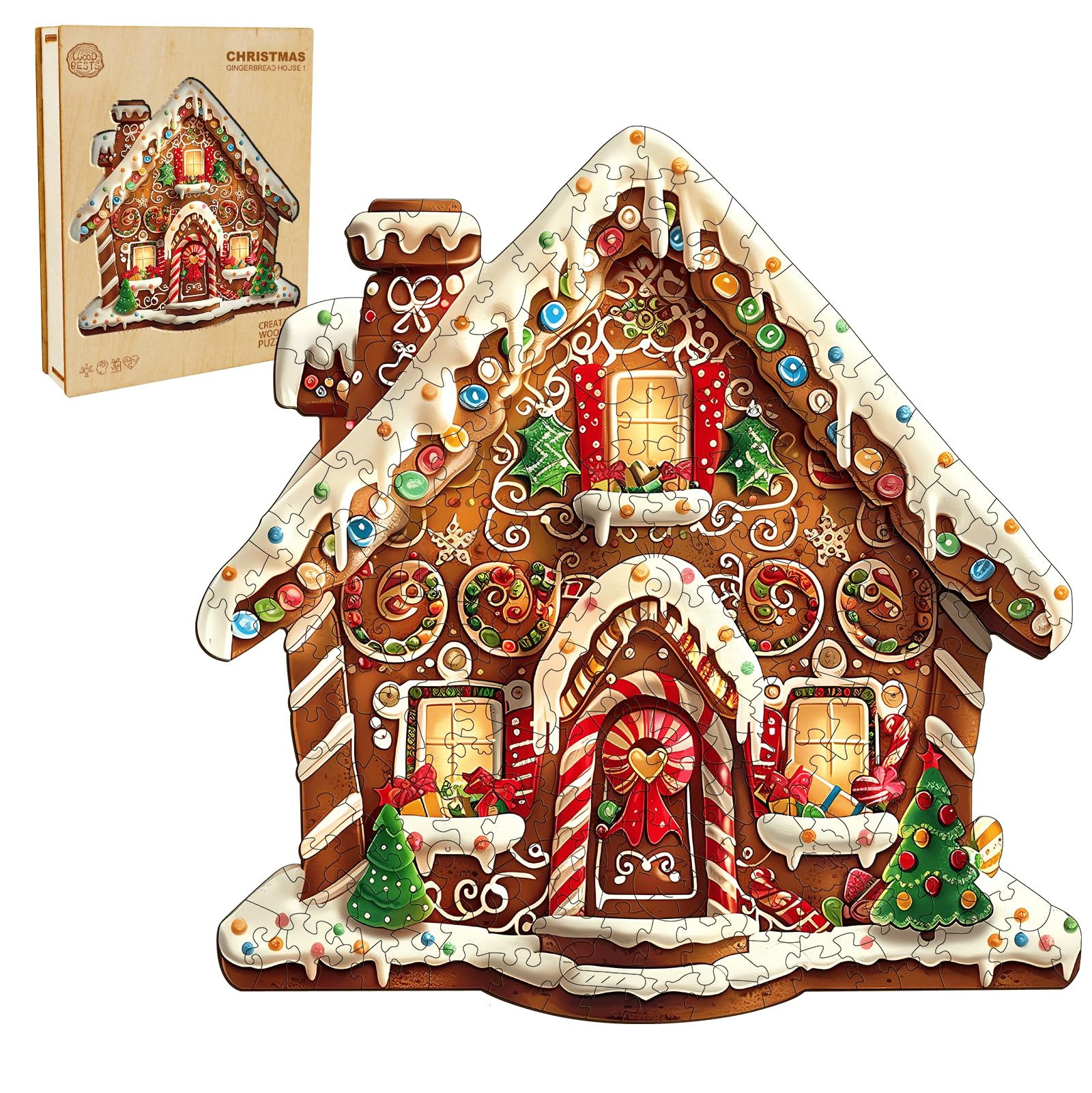 Wooden Puzzles for Adults, 33.9 * 33.5 cm 250 pcs Gingerbread House Puzzle
