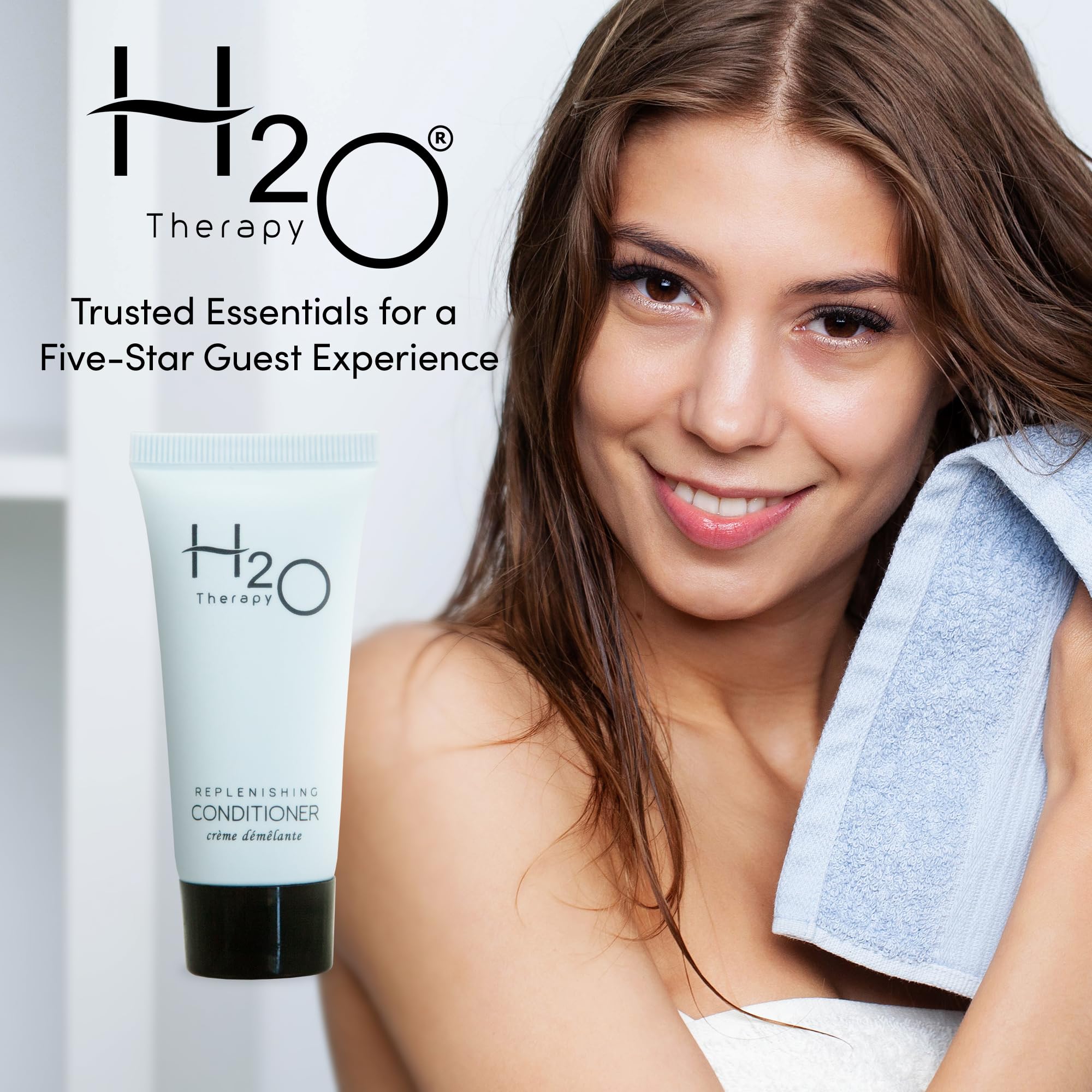Hotel-Conditioner in Reisegröße, 20 Stück, 24 ml, Gastzubehör für Hotels, Ferienwohnungen und kurzfristige Vermietungen, parabenfrei, weißer Tee-Duft, angereichert mit Aloe und Olivenöl von H2O