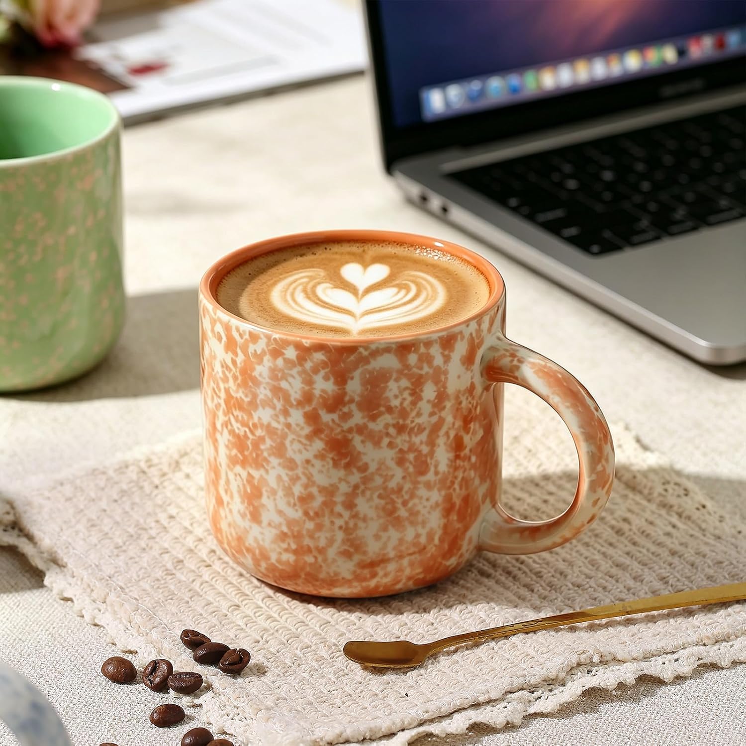 MONITO 12 OZ Coffee Mugs Set of 4, Modern Ceramic Coffee Mugs Set with handle for Tea/Latte/Cappuccino/Milk/Cocoa.