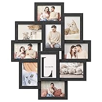 SONGMICS Collage di Cornici per Foto, 10 Cornici per Foto 10 x 15 cm, Cornici Portafoto da Parete, Cornici Multiple, Decorazioni Murali, Regali di Natale, Nero Inchiostro RPF20BK