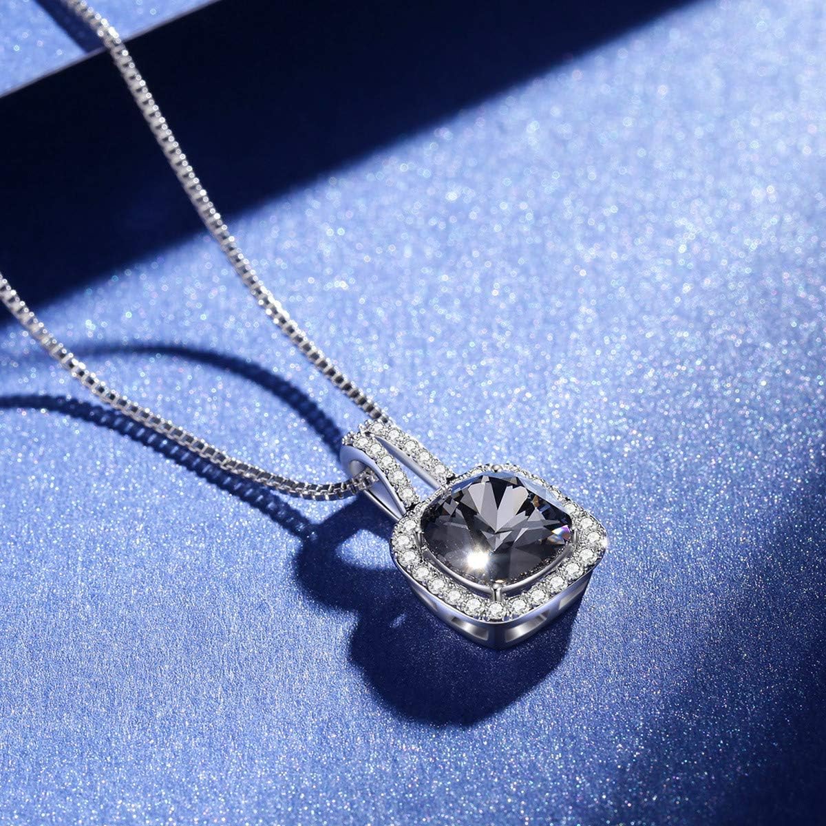 SBLING Platinum Plated Cubic Zirconia/Austrian Crystal Cushion Shape Halo Pendant Necklace/Earrings - Image 3