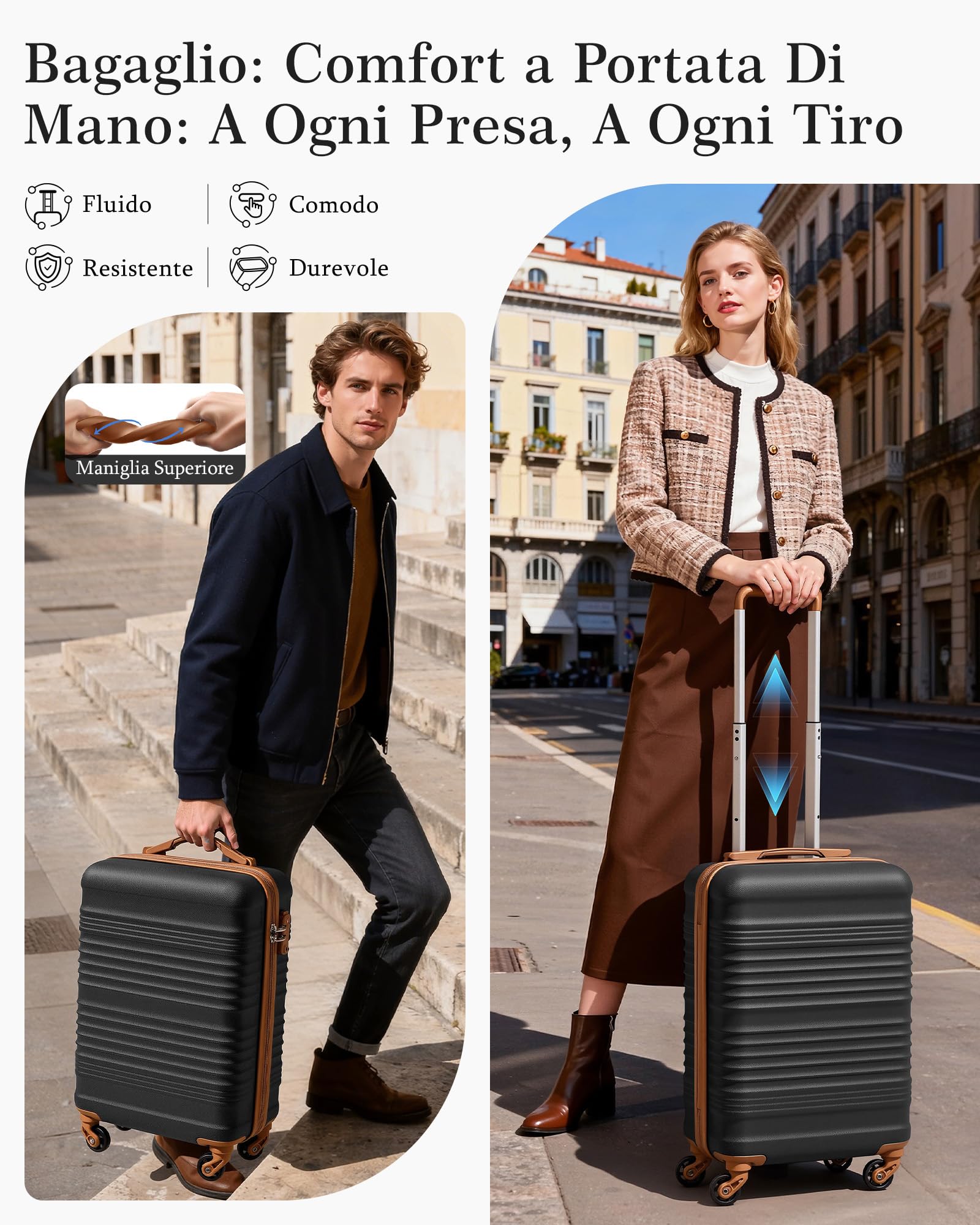 COOLIFE Valigia Cabina 55x40x20cm EasyJet Ryanair Bagaglio Mano Rigida | PC+ABS Lucchetto TSA 4 ruote, leggera e resistente – Ideale per priority boarding, viaggi d'affari, weekend & city break